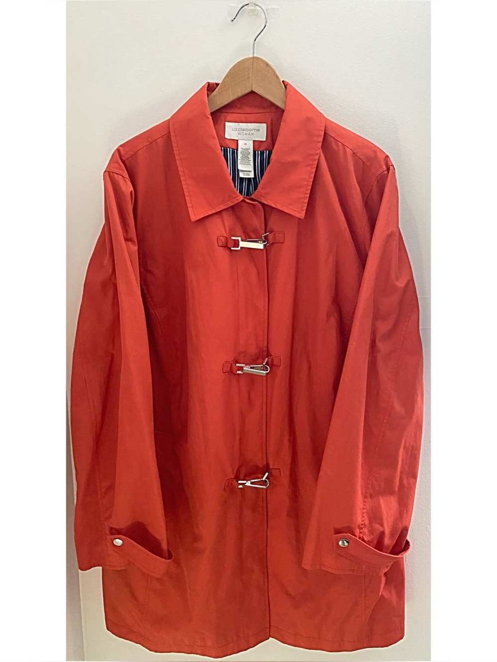 Liz Claiborne Orange Trench Raincoat Jacket Size 2X